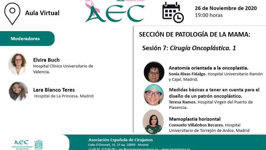 Webinar- Aula Virtual de la AEC- Sección de Patología de la Mama: Sesión 7. "Cirugía Ocoplástica 1"